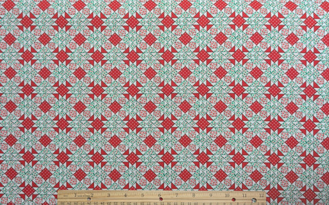 Russell - White Fabric / Red, Green Cheater Cloth Print