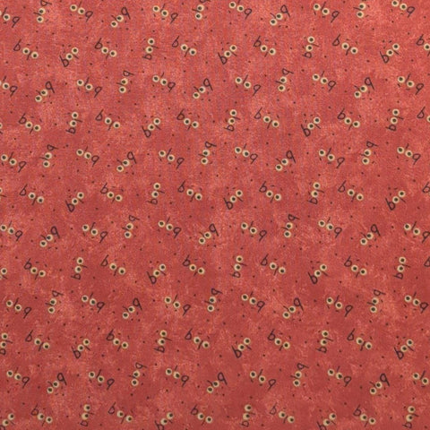 Bittersweet and Boo Sandi Gervais Moda - Red/Orange Tonal Fabric / Black, Tan Tossed "Boo" Print