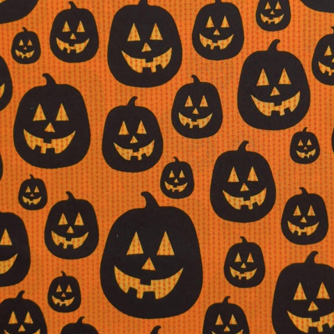 Eerie Alley 9834 SEI Robert Kaufman - Orange "Beaded" Stripe Fabric / Black Jack-O-Lantern Print