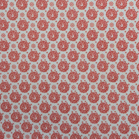 Manes Fabric Co - White Vintage Fabric / Red Wreath and Snowflake Print