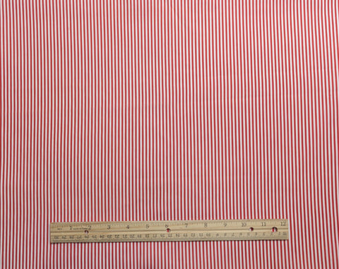 Red and White Stripe Fabric - Selvage to Selvage Print