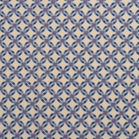 White Fabric / Blue, Dark Pink Print - Selvage to Selvage Print