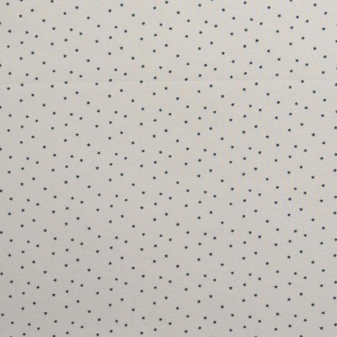 Soft White Fabric / Tossed Navy Micro Star Print - Selvage to Selvage Print