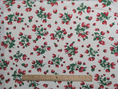 VIP Cranston Print Works - White Fabric / Tossed Strawberry Print