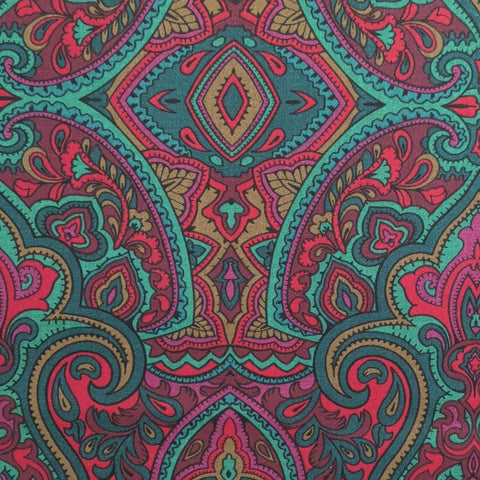 1994 Persian Print Jinny Beyer for RJR Fashion Fabrics - Red, Gold, Green Paisley Medallion Packed Print Fabric