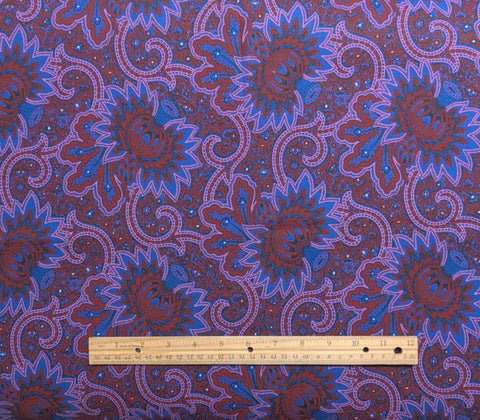 Alsace by Jinny Beyer for RJR Fashion Fabrics - Blue, Burgundy, Pink Giant Paisley Flower Print Fabric