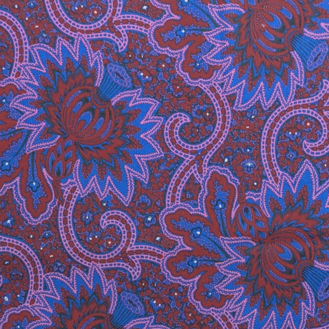 Alsace by Jinny Beyer for RJR Fashion Fabrics - Blue, Burgundy, Pink Giant Paisley Flower Print Fabric