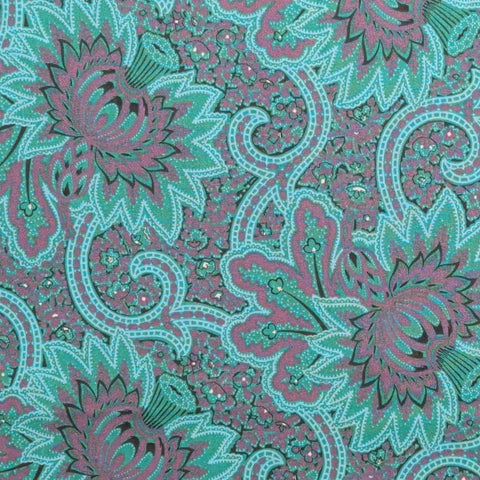 Alsace by Jinny Beyer for RJR Fashion Fabrics - Turquoise and Purple Packed Paisley Print Fabric