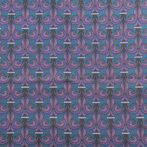 Discovery 1492 A Commemorative Design Jinny Beyer for RJR Fashion Fabrics 1992 - Teal, Purple, Rose Mosaic Fleur des Lis Print Fabric