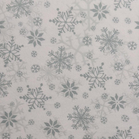 Winter Whimsy by Shelly Comisky Henry Glass - White Flannel Fabric / Gray Snowflake Print