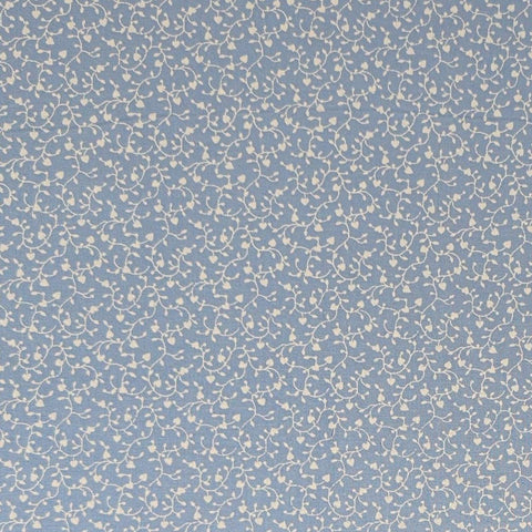 Fabric Traditions 2007 - Pale Slate Blue Fabric / White Heart, Vine Print
