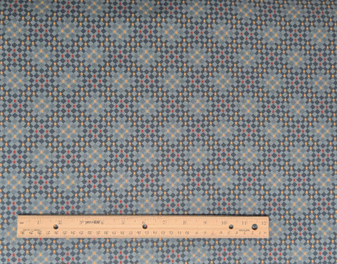 Thimbleberries for RJR Fashion Fabrics - Colonial Blue, Navy, Gold, Red Diamond Block Star Print Fabric