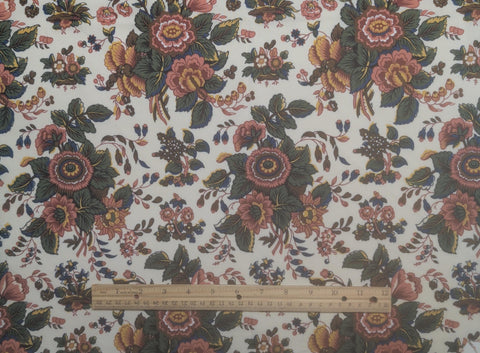 Pat L Nickols III P&B Textiles 2004 - White Fabric / Dusty Rose, Blue, Green, Gold Floral Print