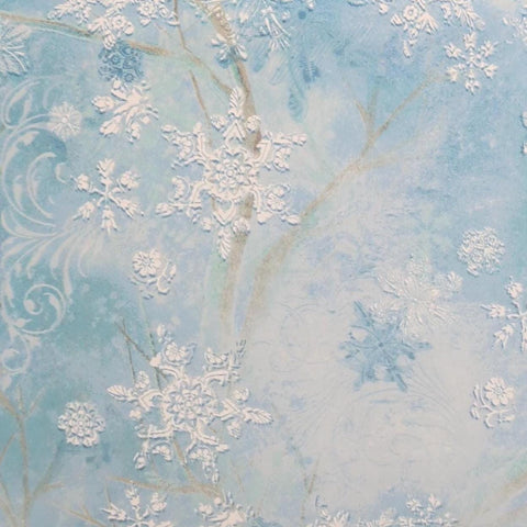 Winterwood 5628 Howard Designs for Studio E - Bright Blue Tonal Fabric / White Flower, Snowflake, Vine Print