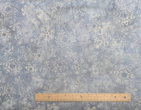 BATIK - Blue Tonal Fabric / Snowflake Tjap / Silver Metallic Accents