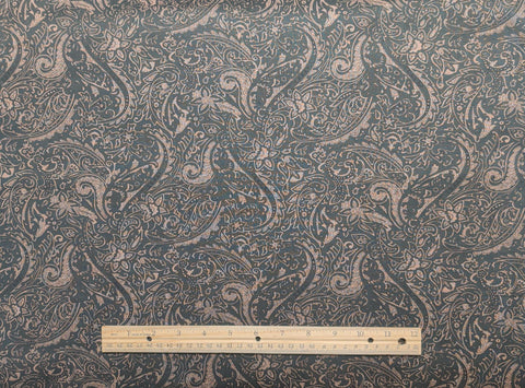 Beth Ann Bruske for David Textiles Inc - Black Fabric / Brown Packed Paisley Print