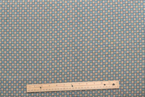 1995 Classic Cottons - Green and Tan Basketweave Print Fabric