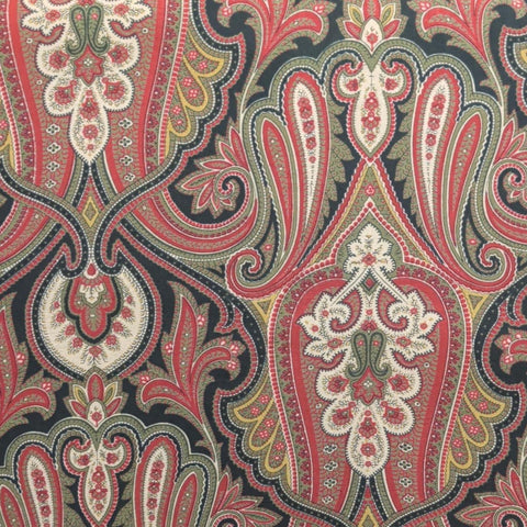 Tuilleries 1125 Classically Home Collection Marianne Elizabeth Benartex - Black Fabric / Brick Red, Olive Green, White Packed Giant Paisley