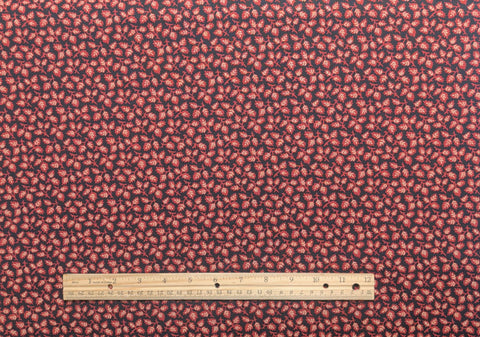 Black Fabric / White Leaf with Red Outline Packed Print