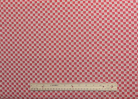 Mary Engelbreit Quilting Treasures Cranston Print Works 2000 - Red and White Checkerboard Fabric / Cherry Print