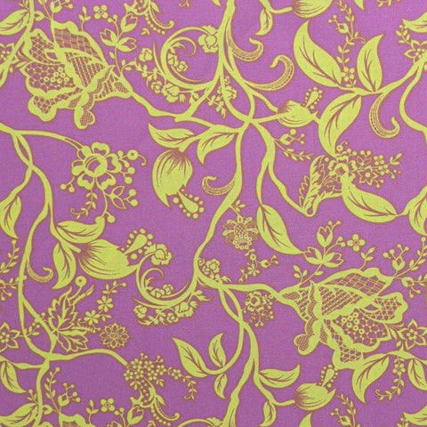 Dreaming in French Collection by Art Gallery Fabrics DIF-704 Pink - Acid Green Large Flowering Vine Print Fabric