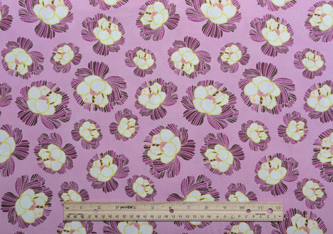 Dreaming in French Collection by Art Gallery Fabrics DIF-706 - Medium Pink Fabric / Raspberry, Brown, Acid Green, White Flower Print