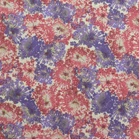 Lancaster 0336-2 by Yuko Hasegawa 2010 RJR Fabrics - Ivory Fabric / Pink, Lavender, Kahki Packed Flower Print