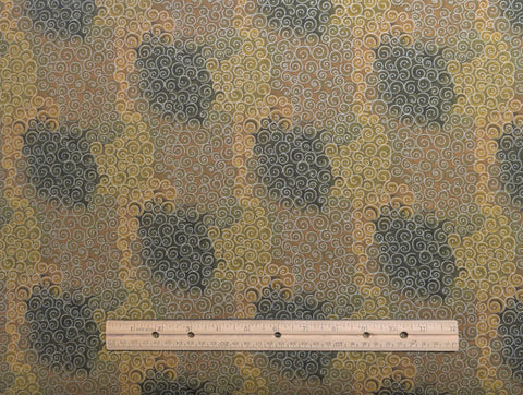 Spirals BTR-M5221-Loden - Loden Green, Tan, Gold Tonal Fabric / Silver Metallic Swirl