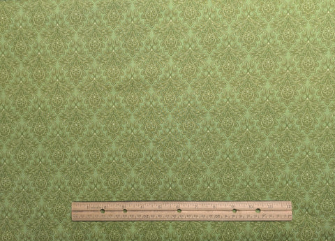 Modern Edge by Jennifer Young 3356-48 for Benartex - Green Fabric / Olive, Yellow Packed Flower Medallion Print
