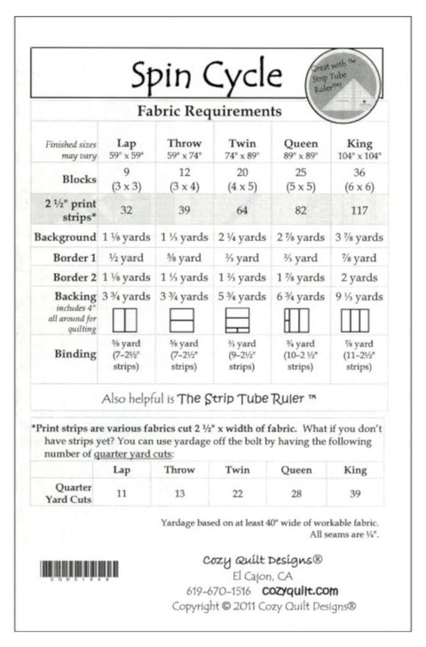 Spin Cycle - A Strip Club Pattern by Georgette Dell'Orco for Cozy Quilt Designs / Includes 5 Sizes Lap to King