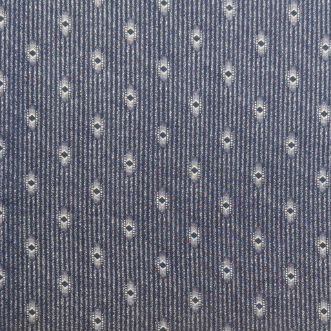 Navy and White Stripe, Diamond Print Fabric - Selvage to Selvage Print