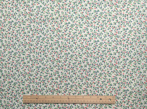 VIP Cranston Print Works - White Fabric / Green, Red Holly Print