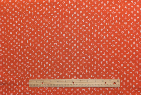 Red Fabric / White Tossed Christmas Print - Selvage to Selvage Print