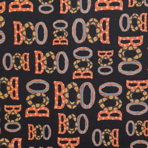 Very Scary Mary Lake-Thompson Robert Kaufman - Black Fabric / Orange, Gold "Boo" Print