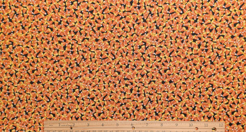 Trick Or Treat Deb Strain Moda - Black Fabric / Packed Candy Corn Print