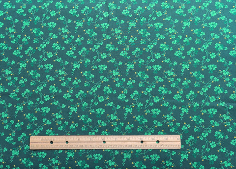 Dark Green Fabric / Green Clover, Vine Print