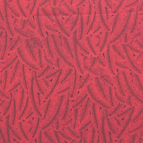 Yuletide Jinny Beyer for RJR Fashion Fabrics - Red Fabric / Dark Brown Packed Leaf/Feather Print