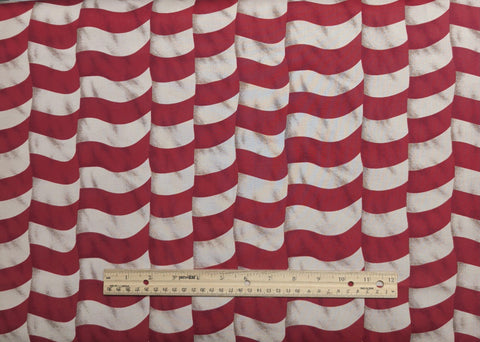 Karen Jarrar Marcus Brothers Textiles - Red and White Waving Flag Stripe Fabric