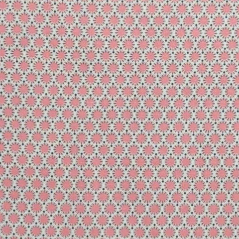 Vintage 36" WIDE White Fabric / Pink, Black Dot and Diamond Print - Selvage to Selvage Print