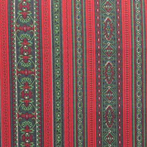 Miniature Medley by Jinny Beyer for RJR Fashion Fabrics - Red and Green Medallion Stripe Fabric