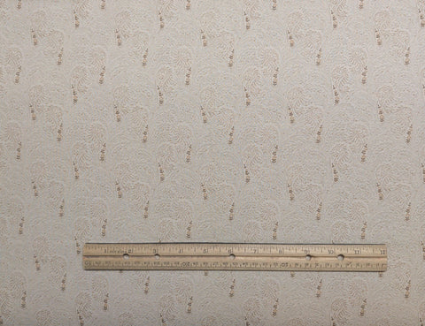 Tan Tone-on-Tone Feather Print Fabric / Brown Paisley Medallion - Selvage to Selvage Print