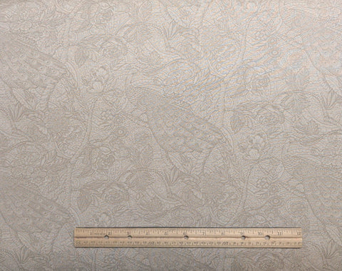 The 10 Year Anniversary Collection by Jinny Beyer for RJR Fashion Fabrics - Putty Colored Fabric / Tan Peacock Silhouette Print