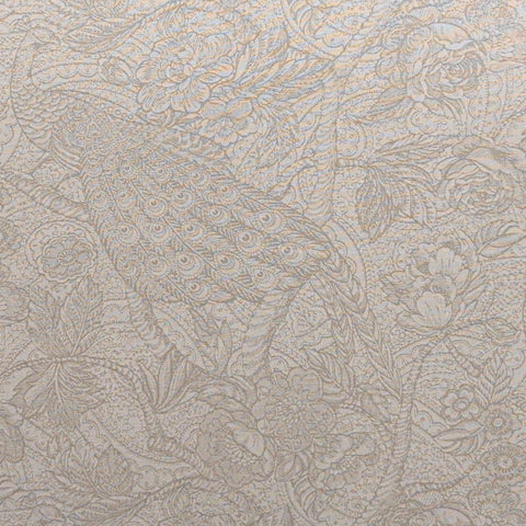 The 10 Year Anniversary Collection by Jinny Beyer for RJR Fashion Fabrics - Putty Colored Fabric / Tan Peacock Silhouette Print