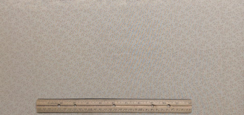 Light Tan Fabric / Tan Flower, Vine and Micro Dot Print - Selvage to Selvage Print