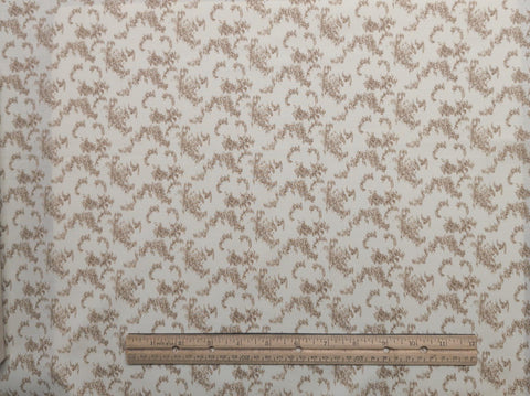 Cream Fabric / Brown Victorian Print - Selvage to Selvage Print