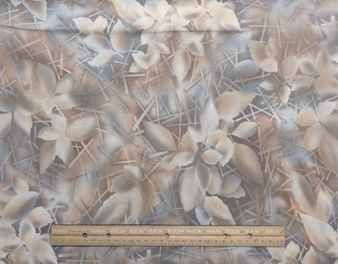 Impressions by Patricia B Campbell & Michelle L Jack for Benartex - Tan, Taupe, Gray, White Tonal Leaf Print Fabric