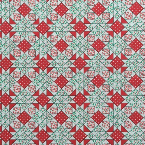 Russell - White Fabric / Red, Green Cheater Cloth Print