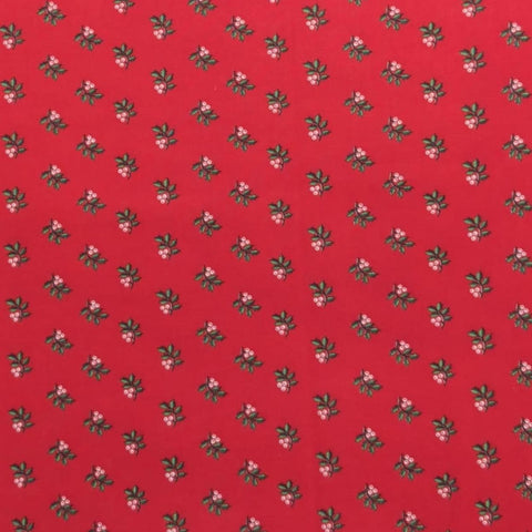VIP Cranston Print Works - Red Fabric / Green and White Holly Print