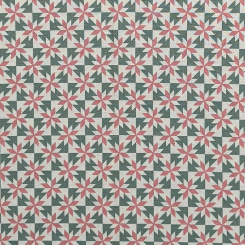Springs Industries - Pale Green, Green, Dark Coral Cheater Cloth Fabric