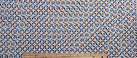 White Fabric / Blue, Dark Pink Print - Selvage to Selvage Print